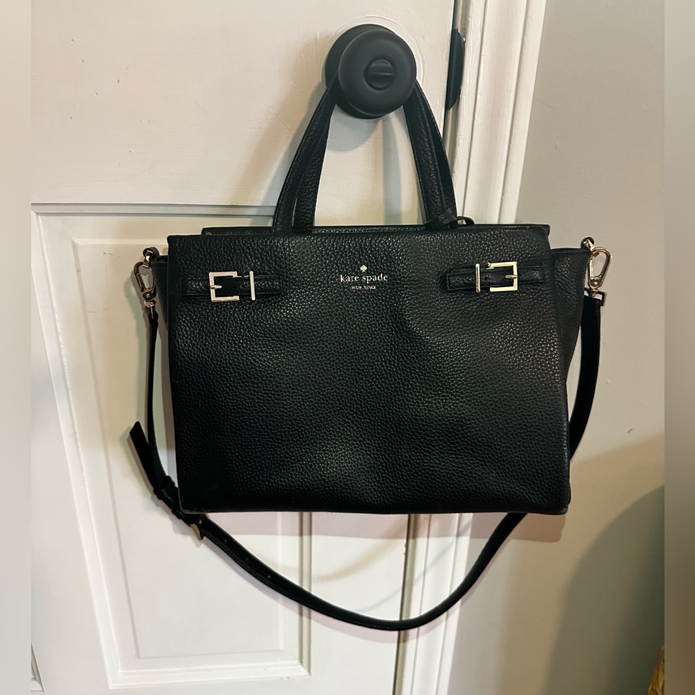 Kate Spade ♠️ Black Leather Tote w/Removable Strap